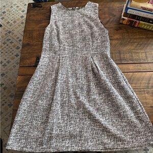 LOFT Black and White Textured Sleeveless Mini Dress